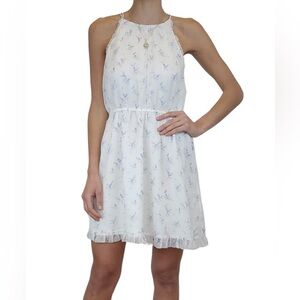 Abercrombie & Fitch Cream Floral Sundress Size L Ruffled Hem Dress Summer Casual